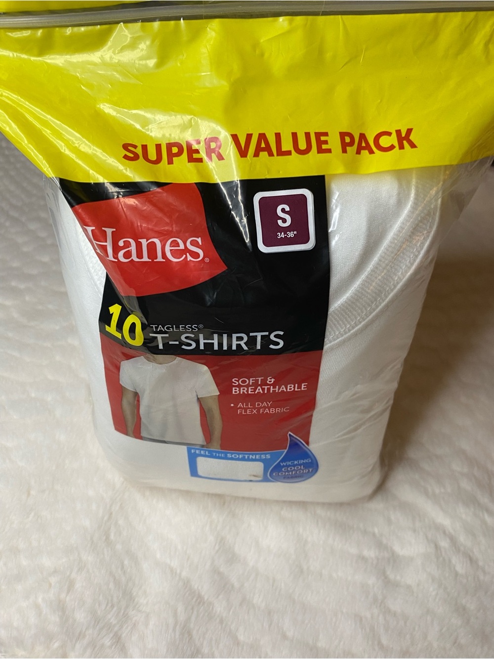Hanes Men’s Small White Tagless Crew Neck Undershirts 10 Pack 100% Cotton New